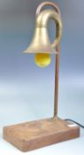 STEAMPUNK TRUMPET TABLE LAMP ON ELM BLOCK BASE