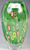 MURANO MILLEFIORI GREEN LOBED VASE