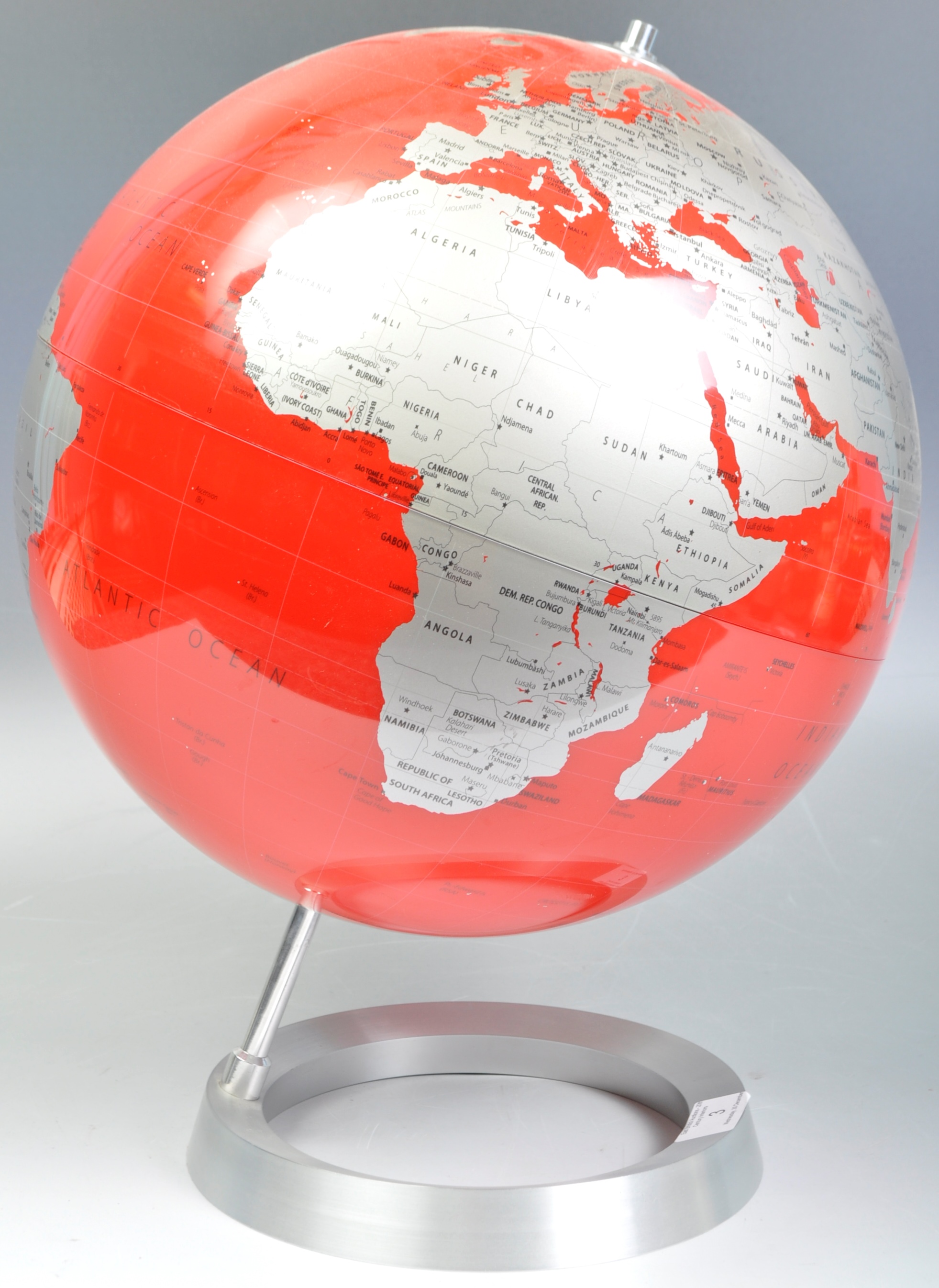 ATMOSPHERE GLOBE BY TOOLS OF DENMARK IN A RED AND SILVER COLOURWAY