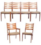 SET OF DANISH LADDER BACK TEAK WOOD DINING CHAIRS