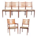 SET OF DANISH LADDER BACK TEAK WOOD DINING CHAIRS