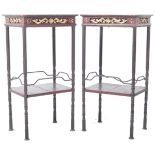 PAIR OF VINTAGE METAL BASED WOODEN SIDE TABLES