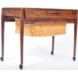 MID CENTURY DANISH AFROMOSIA TEAK WOOD SEWING TABLE TROLLEY