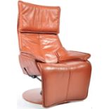 RETRO MID CENTURY SCANDINAVIAN TAN BROWN LEATHER RECLINING ARMCHAIR