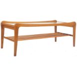 RETRO VINTAGE TEAK WOOD GLASS COFFEE TABLE