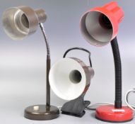 COLLECTION OF THREE RETRO TABLE DESK LIGHTS