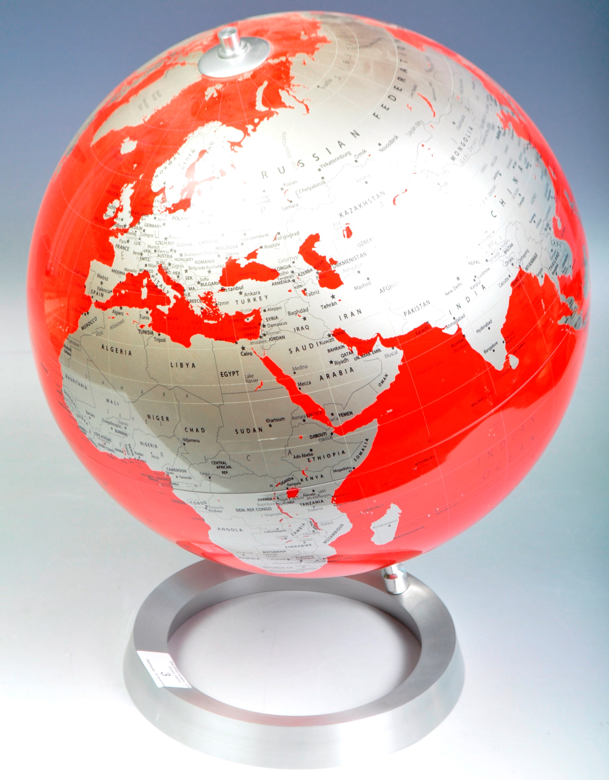 ATMOSPHERE GLOBE BY TOOLS OF DENMARK IN A RED AND SILVER COLOURWAY - Image 2 of 3