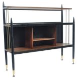 MID CENTURY EBONISED ATOMIC BOOKCASE / DISPLAY BOARD