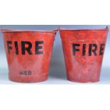 TWO RED FIRE BUCKET / SAND BUCKETS