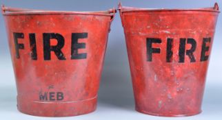 TWO RED FIRE BUCKET / SAND BUCKETS