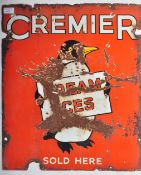 CREMIER CREAM ICES - ORIGINAL ENAMEL ADVERTISING SIGN