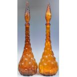 TWO RETRO VINTAGE EMPOLI ITALIAN STUDIO ART GLASS BOTTLES