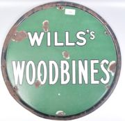WILLS'S WOODBINES - BRITISH CIGARETTES - ADVERTISING ENAMEL SIGN