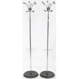 PAIR OF CONTEMPORARY SPACE AGE STYLE CHROME COAT STANDS