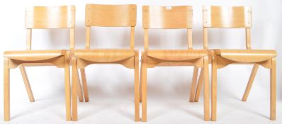 SET OF FOUR RETRO 1950'S BENTWOOD STACKING CHAIRS