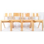 SET OF FOUR RETRO 1950'S BENTWOOD STACKING CHAIRS