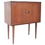 QUALITY MID CENTURY TEAK RECORD CABINET, MAPLE LINED INTERIOR