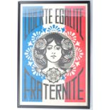 SHEPARD FAIREY - LIBERTE EGALITE FRATERNITE SIGNED POSTER PRINT