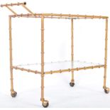MID CENTURY METAL BAMBOO TWO TIER SERVING / COCKTAIL / TEA TROLLEY