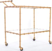 MID CENTURY METAL BAMBOO TWO TIER SERVING / COCKTAIL / TEA TROLLEY