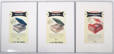 20TH CENTURY DANSETTE RECORD PLAYER FRAMED ADVERTISEMENTS
