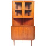 RETRO DANISH TEAK WOOD CORNER DISPLAY CABINET