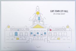 ATANG TSHIKARE PRINT OF CAPE TOWN CITY HALL SIGNED AND NUMBERED PRINT