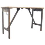 VINTAGE FOLDING PINE TRESTLE TABLE OF SMALL PROPORTIONS