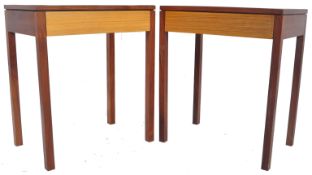 MATCHING PAIR OF MID CENTURY TEAK SIDE LAMP TABLES