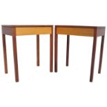 MATCHING PAIR OF MID CENTURY TEAK SIDE LAMP TABLES