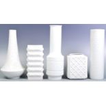 COLLECTION OF RETRO GERMAN WHITE PORCELAIN VASES