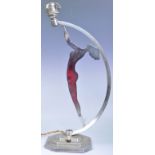 CHROME ART DECO STYLE FEMALE SILLOUETTE LAMP