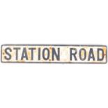 VINTATGE 20TH CENTURY HEAVY CAST IRON STATION ROAD SIGN