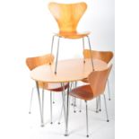 FRITZ HANSEN DANISH DESIGNER TABLE AND FOUR CHAIRS