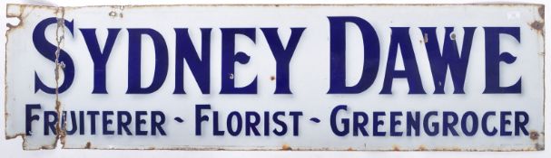 SYDNEY DAWE GREENGROCER - ORIGINAL ENAMEL ADVERTISING SIGN