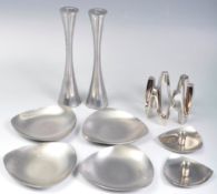 COLLECTION OF RETRO DANISH STAINLESS STEEL CANDLESTICKS