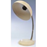 ORIGINAL VINTAGE 1950S CREAM BRASS GOOSENECK DESK LAMP