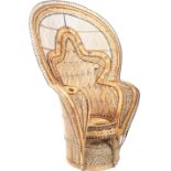 LARGE AND IMPRESSIVE CANE WICKER PEACOCK CHAIR