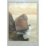 G H Jenkins (1843-1914), 'The Lion Rock, Kynance Cove', a signed watercolour, 25.5 x 19cm, Herbert