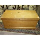 A late-19th century pine blanket chest, 112.5 x 50cm, 51cm high.