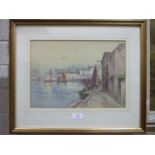 G H Jenkins (1843-1914), 'A Cornish fishing village 1934, possibly Newlyn', a signed watercolour,