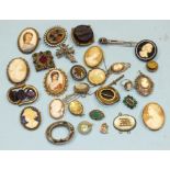 A collection of Victorian and later cameo and other jewellery, mainly brooches, (some damaged).