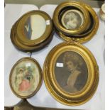 G Romney, an oval engraving 'Mrs Robinson', in period oval gilt frame, 37 x 30cm and other oval