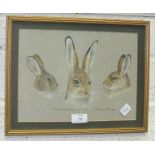 Brian Carter, 'Rabbit, Brown Hare, Mountain Hare', signed watercolour, dated 1981, 21 x 29cm and two