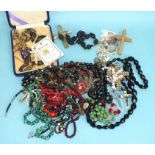 Various Japanese K24-stamped Damascene jewellery and other jewellery, including rosaries, etc.