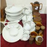 Fifty pieces of Royal Doulton 'Pillar Rose' tea and dinner ware, together with eleven pieces of