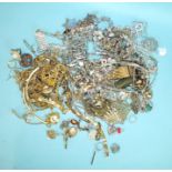 A quantity of costume jewellery, mainly white and gilt metal.