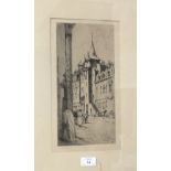 After J S C Simpson, 'Canongate Tolbooth, Edinburgh', a signed etching, 33 x 17.5cm, a companion '