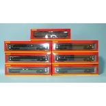 Hornby OO Gauge, GWR coaches: R4781B, R4781E, R4780A and R4779A and an R4413A coach, all boxed, (