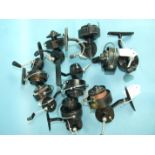 A collection of seven Mitchell CAP fixed-spool spinning reels, models 302, 304, 305, a Mitchell